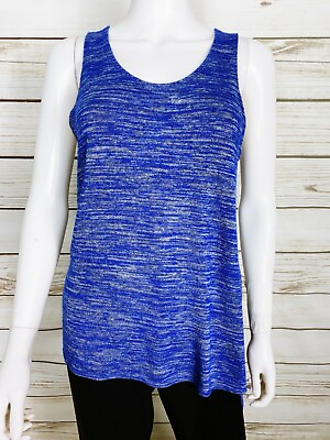Simply Styled Made By Sears Womens Hi Low Tank Top Size M Blue Stretch Pullover $14.99