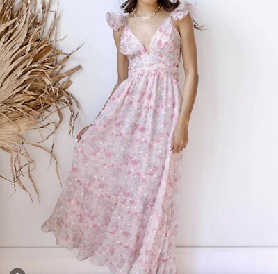 #ad STORIA Women’s ruffled floral maxi dress NEW summer feminine dress $70.00
