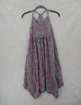 #ad Cat amp; Jack Dress Girls Large 10 12 Gray Pink Butterflies Maxi Sleeveless $2.99