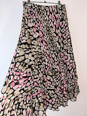 Bohemian Skirt Long Black Geometric Lined Size 14 16 Bohemian Boho Retro Gypsy GBP 15.99