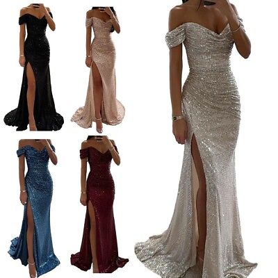 #ad Hot Fashion Evening Party Dress Long Dress Vintage Sequined Maxi Sequin $39.97