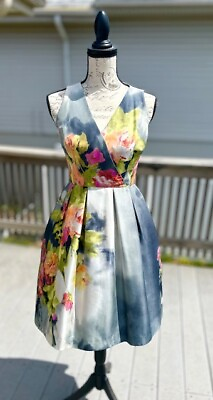 #ad #ad Kay Unger 100% Silk Floral Cocktail Dress Size 4 $65.00