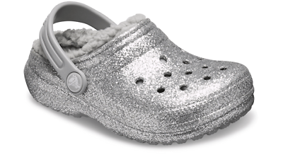 Crocs Kids’ Classic Glitter Lined Clog Kids#x27; Slippers Fuzzy Slippers $31.99