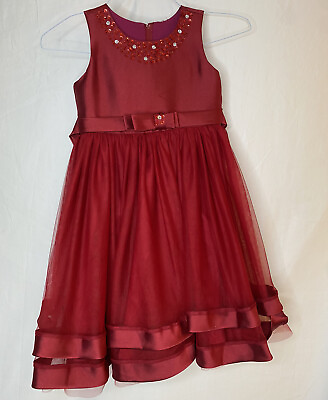 #ad Burgundy girls Formal Party Dress Size 7 $20.00
