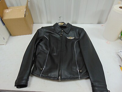 Genuine Harley Womens M Black Medium Leather 100th Anniversary Jacket 100 Years $325.95