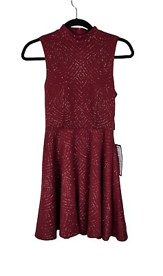 Macy#x27;s City Studio Dress Sleeveless Mini Ruby amp; Silver Juniors Size 3 NWT $38.00