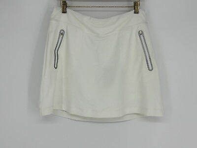 #ad NWT Nike Golf White Gray Skort Shorts Under Skirt Women#x27;s Size Large $75.00