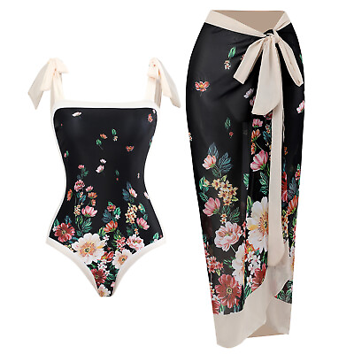 #ad 2023 New Vintage Swimsuit Women One Piece Swimming Costume Floral Style Swimwear $16.99