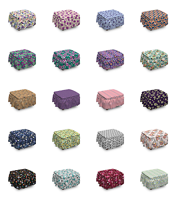 #ad Ambesonne Floral Bunch Ottoman Cover 2 Piece Slipcover Set and Ruffle Skirt $49.99