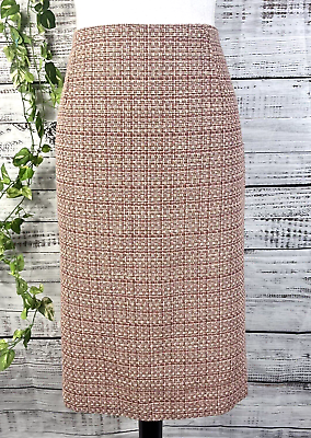 #ad Villager Liz Claiborne Skirt size 16 Pink Olive Tweed Knee A Line Modest Career $19.97