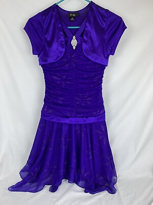 #ad B. Wear Girl Tween Girl’s Formal Dress Size 12 Purple Fancy Glitter Party Fun $9.99
