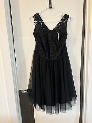 #ad Women#x27;s Forever 21 Black Lace Multi Layered Lined Dress Size 1X New With Tag $24.60