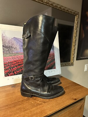 #ad #ad FRYE Womens Molly Button Tall Knee High Black Leather Riding Boots Size 9 $60.00