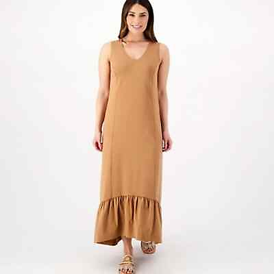 #ad NWOT Isaac Mizrahi Live Women#x27;s Boho Sleeveless Maxi Dress Size 3X Ruffle Hem $24.87