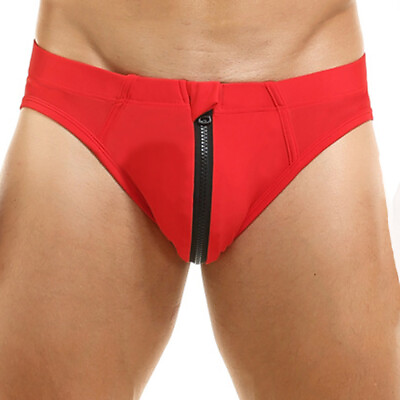 #ad Sexy Men#x27;s Swimming Briefs Bikini Board Shorts Beachwear Swimsuit Swimwear Zip $11.99