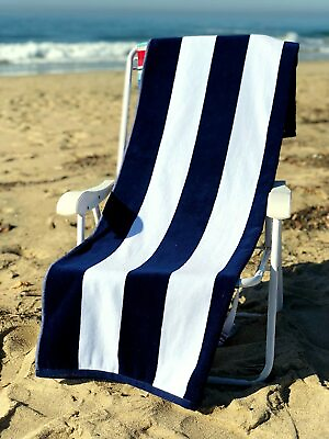 #ad #ad 100% Cotton Premium Quality Large Beach Yacht Towel Soft Cabana Navy Blue 32x70quot; $24.90