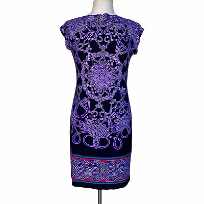 #ad #ad CAROLE LITTLE Dress Women’s Size 6 Purple Boat neck Stretch $24.99