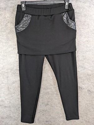 #ad Skirted Leggings Women 3X Black Stretch Knit Soft Fleece Lined Heavyweight Comfy $15.73