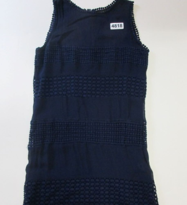 #ad #ad Zara Woman Navy Lace Panel Crochet Sleevleess Womens Shift Dress Size Small ** $23.74