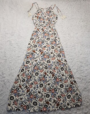 #ad Womens AE American Eagle Sleeveless White Multicolor Floral Print Maxi Dress XS $14.45