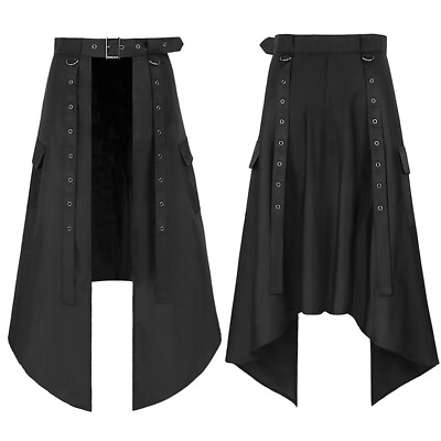 #ad Dark Rock Punk Gothic Asymmetrical Half Skirt Men swear $46.99