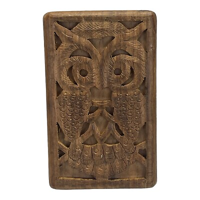 #ad #ad Vintage Wood Owl Box Hand Carved Trinket Jewelry Keepsakes India Boho Dresser $14.99