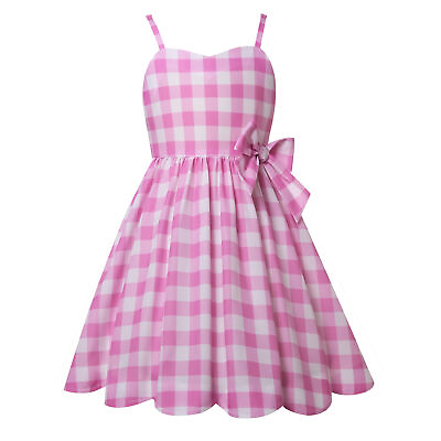 #ad Sweet Summer Pink Slip Dress for Girls New Movie Costume 2 14 Years Heart $25.99