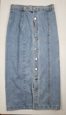 #ad Shein Denim Skirt Long Full Button Light Wash Womens Size M $15.00