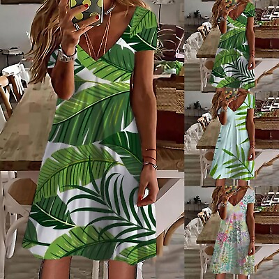 Ladies Casual Short Sleeve V Neck Dress Petite Maxi Dresses for Short Women $21.33
