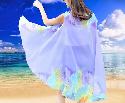 Beach Cover Up Swimwear Kimono Floral Dress Wear 18 Ways Purple One Size $18.88