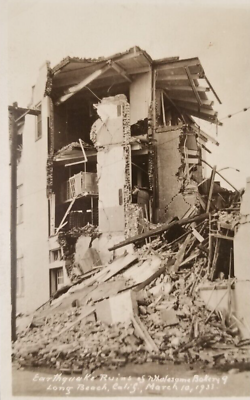 Real Photo Earthquake Ruins Long beach California 1933 Postcard $4.95