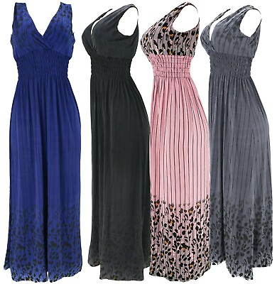 #ad #ad Women#x27;s Animal Print Smocked Waist Deep V Neck Summer Sundress Long Dress $18.95