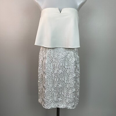 Aiden Mattox Sheath Dress 6 White Ivory Lace Strapless Bridal Cocktail Women#x27;s $19.00