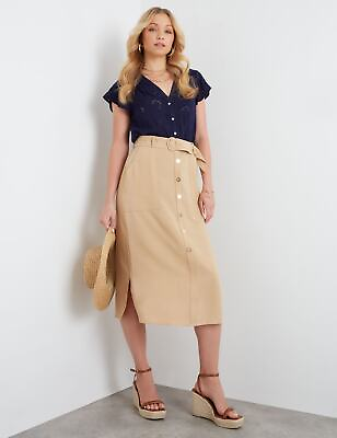 #ad Womens Skirts Midi Summer Brown Linen A Line Fashion ROCKMANS $18.16