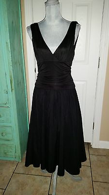#ad MAX AND CLEO BLACK SLEEVELESS FLARED EVENING DRESS SIZE size 8 $29.95