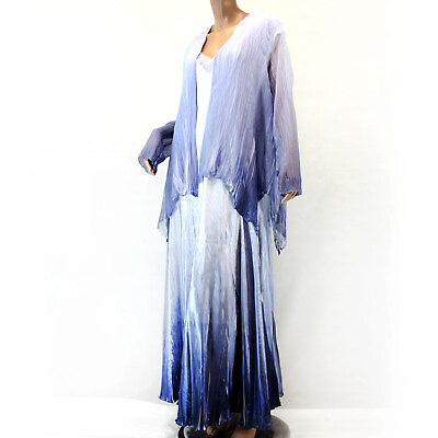 NEW Komarov Woman Nordstrom Plus Ombré Pleated Light Blue Gown Dress Wrap Set 3X $319.99