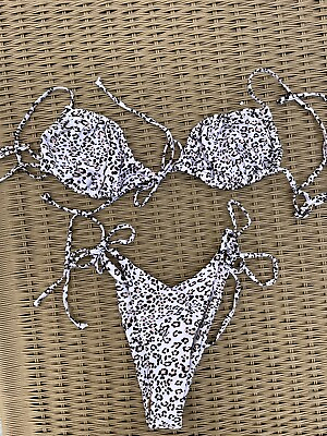 #ad Women’s Swimwear Leopard Print Thong Bikini Set Swimsuit High Waist Beach L $29.50