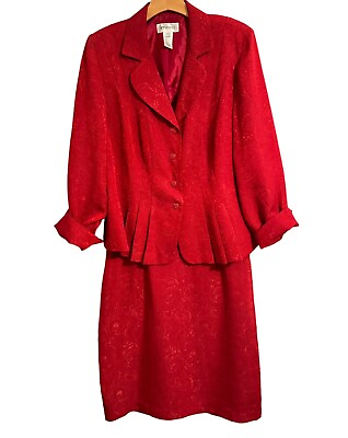 #ad Studio I Skirt Suit Size 16W Red Skirt jacket Women Suit $23.94