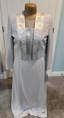 #ad Light Gray Evening Dress With Matching Embellished Jacket $125.00
