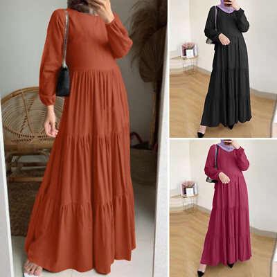 Fashion Women Ruffled Flared Long Sleeve Dress Cocktail Party Maxi Dresses Plus $26.21