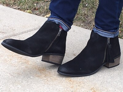 Women#x27;s Black Suede Ankle Boots $39.50
