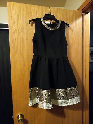 #ad Hot amp; Delicious Black And Gold Sleeveless Cocktail Dress Size Large $29.99