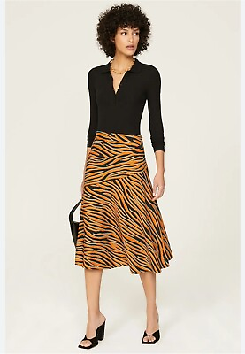 #ad 🆕️Diane Von Furstenberg Lilo Zebra print Crepe De Chine Skirt Size 4 $288 $88.00