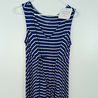 #ad Isabel Ingrid Maternity Maxi Dress Size XS Sleeveless Blue Striped V neck Summer $19.99