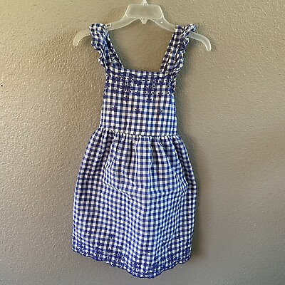 Catamp;Jack embroidered sun dress Gingham Ruffle Blue White Girls Size 14 16 XL $14.95