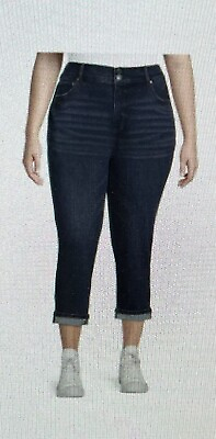 #ad Terra amp; Sky Women#x27;s Plus Size Pull On Curvy Capri Pants Medium Wash Size 20W $10.50