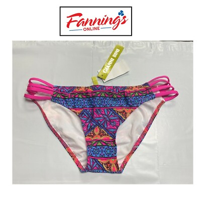 #ad Gianni Bini Psychedelic Aztec Pink Printed Side Slit Bikini Bottoms E41 $13.95