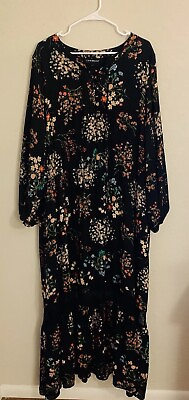 Lane Bryant Black Floral Spring Plus Size Western Lace Boho Maxi Dress Size 28 $32.88