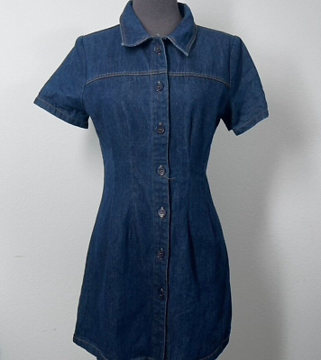 BDG Denim Dress Women Size XS estimated Button Up Jean Mini Skirt Short Sleeve $19.00