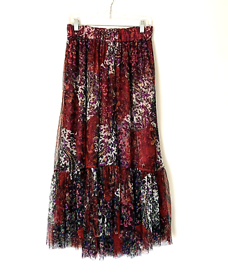 #ad Anthroplogie Women Skirt Medium Maxi Long Tiered Floral Boho $79.99